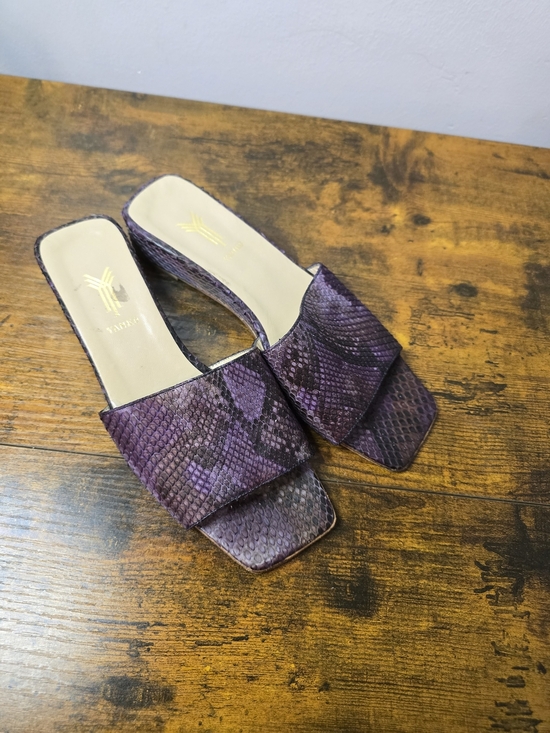Yanko Shoes - YANKO Spain Purple Snakeskin Python Leather Slide Mules / Low Block Heel - EU 36